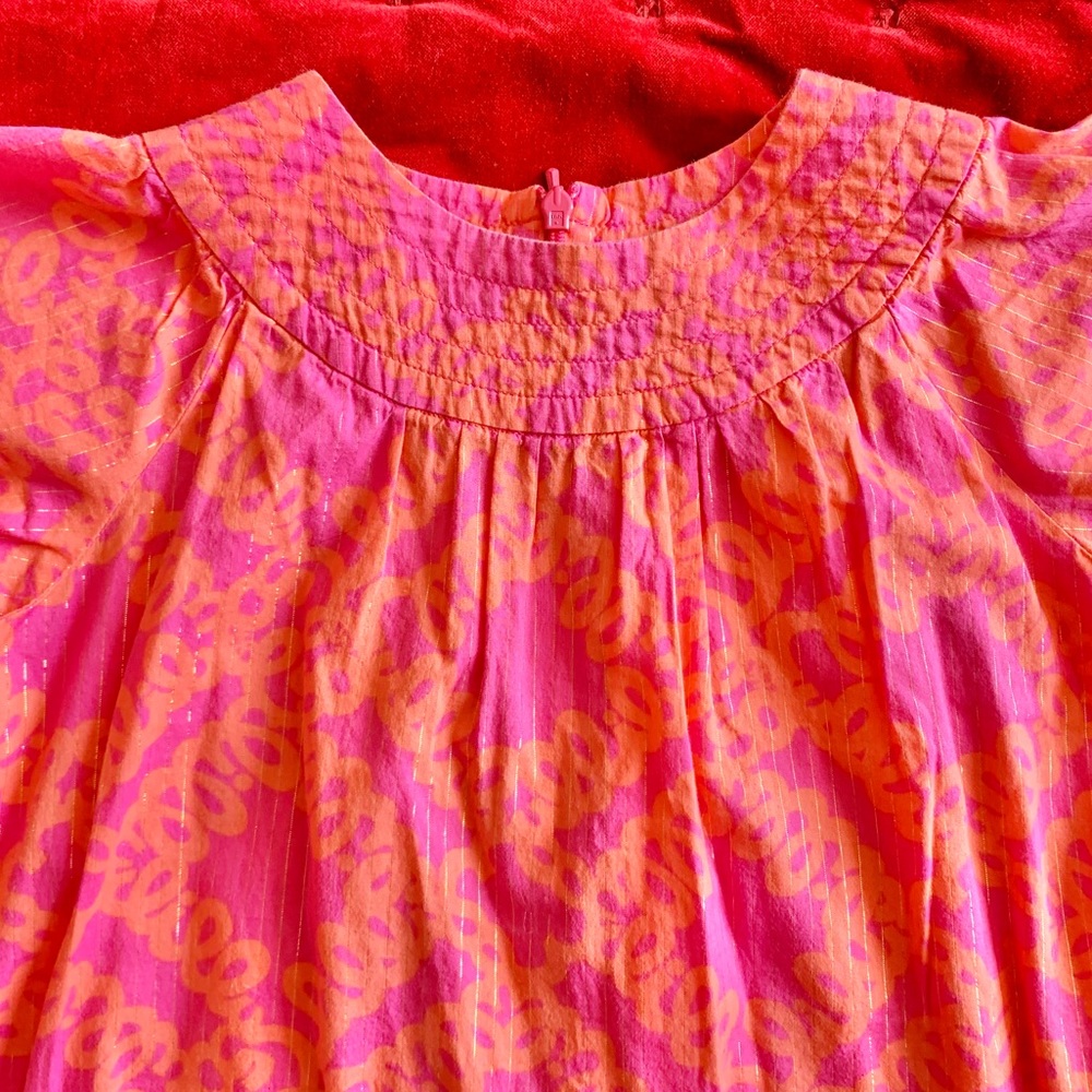 Lilly Pulitzer Jubilee Girls Pink Gold Dress 7 EUC